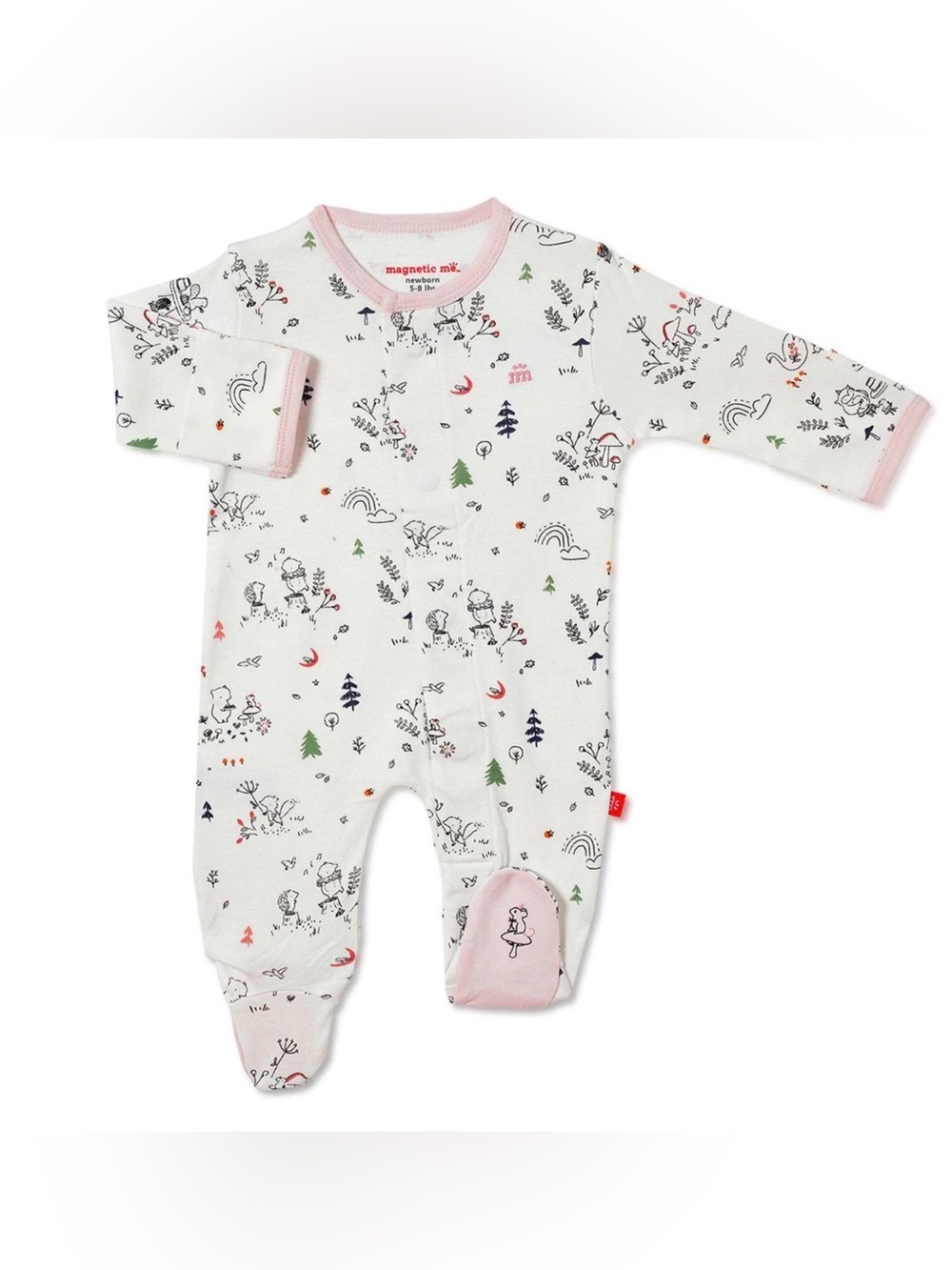 MAGNETIC ME Cotton “Woodsy Tale” Magnetic Footie - 0-3M